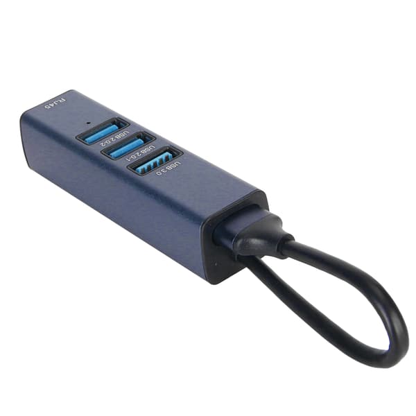 USB til Ethernet-adapter 4 porte 100 Mbps 5 Gbps aluminiumslegering USB 3.0-hub til bærbar computer, stationær computer, tablet