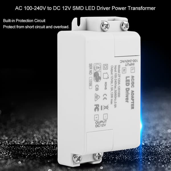 AC 100-240V til DC 12V transformere til LED-strips, 12W SMD strømforsyningsdriver