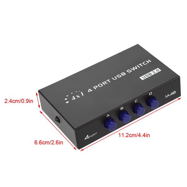 2/4-ports USB 2.0 manuel delingsswitch-boks til pc-printerscanner (4-ports)