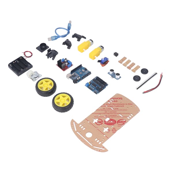 Smart Robot Bil Chassis Kit DIY Programmerbart Udviklingskort 2WD Ultralyd med Motor MCU