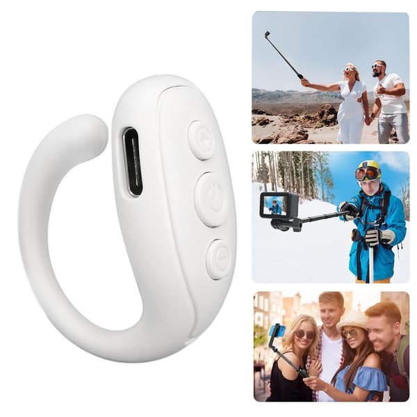 Mobiltelefon Bluetooth-fjärrkontroll ABS Ringform Lång batteritid Kamerafjärrkontroll för surfplatta Vit