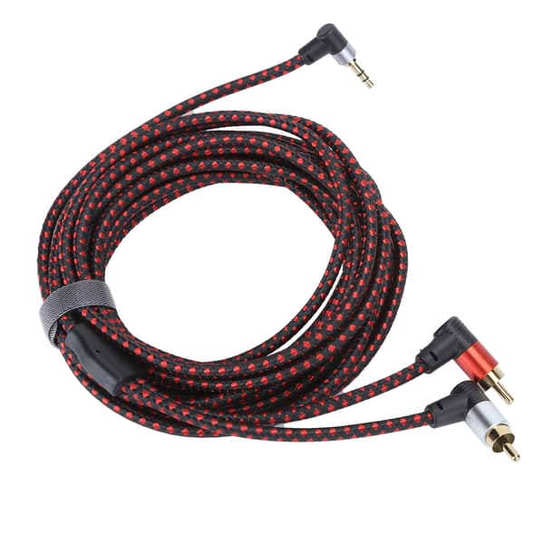 90° 3,5 mm hanstik til 2RCA han-lydkabel ABS stereomikrofonkabel til DVD-højttaler 5m