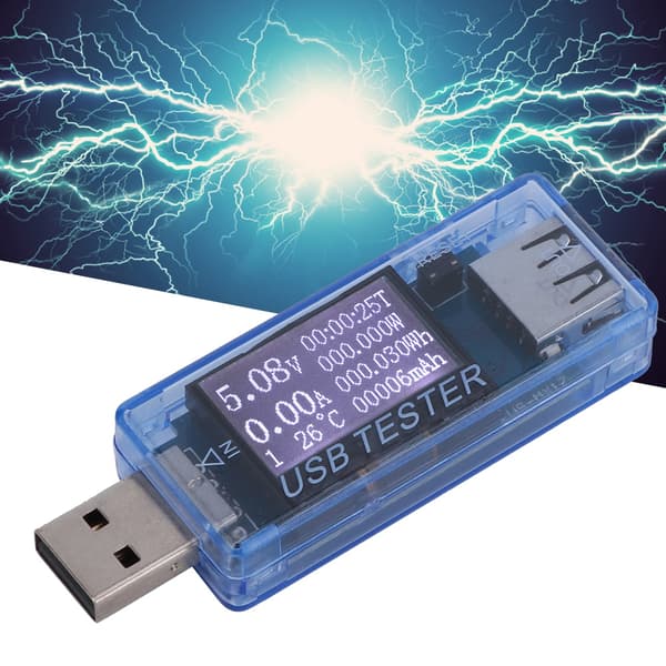 USB-tester Digital Voltmeter Ammeter 8-i-1 Detektor 0-5A 0-150W 4-30V Blå