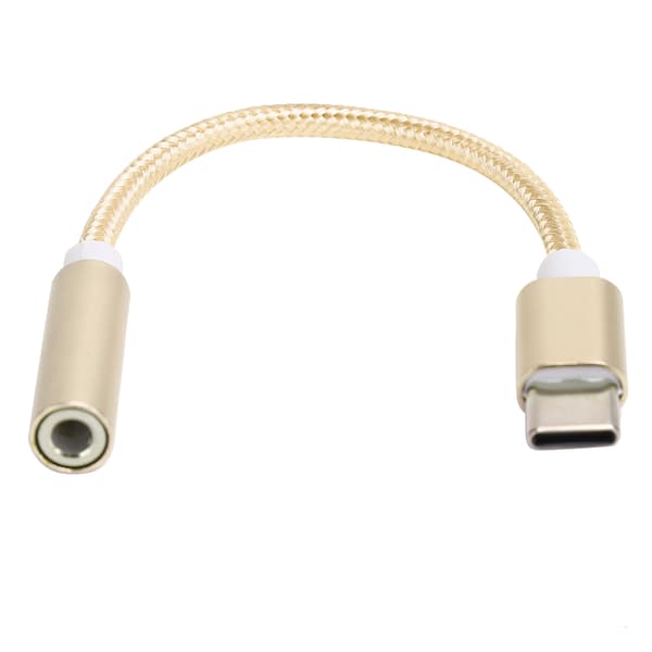 Type C til 3,5 mm Aux lydadapter flettet lydheadsetadapter til Letv / XiaomiGul