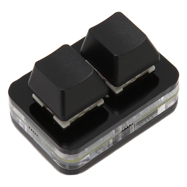 USB 2-tast Mini-tastatur Brugerdefineret RGB LED-baggrundsbelysning Makroprogrammeringstastatur til Windows til OS X til Linux Sort