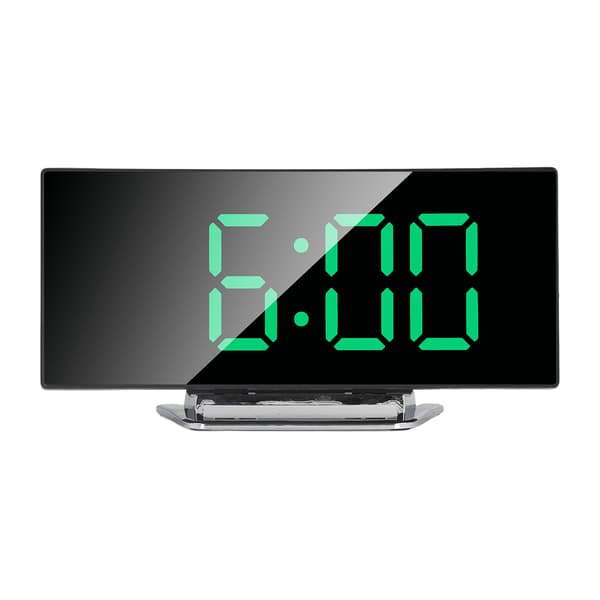 LED Digitalt Vækkeur, Buet Spejldesign, Lysende Display, Smart Elektronisk Bordur