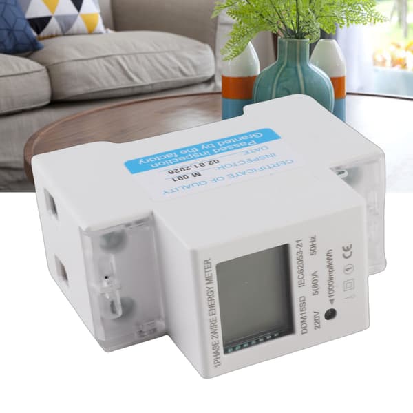 5-80A DDM15SD LCD Digital Display Enkeltfaset Elektronisk Energimåler, 230V