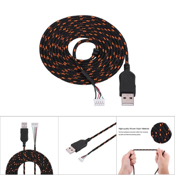 2,2 meter USB-kabeludskiftning til Steelseries Kana-mus Sort+Orange