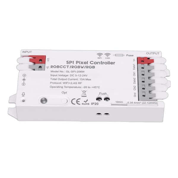 Smart WiFi SPI Pixel Controller, Tuya App-kontrol, 40+ Dynamiske Tilstande til Digital RGB LED Strip Lys