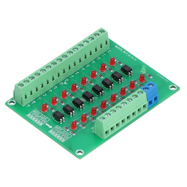 8-kanals optokoblerkort 24V til 5V PLC signalisolatormodul