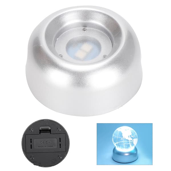 Kristallbas LED Vitt Ljus Silver Display Statyer Konst Glas Smyckeshållare