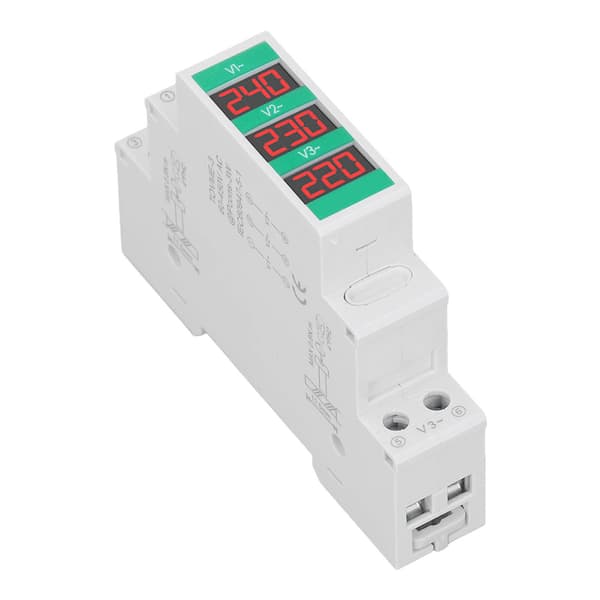 3-fas AC-voltmeter DIN-skenmontering LCD digital display spänningsmätare elektrisk effektmätare 60-450V
