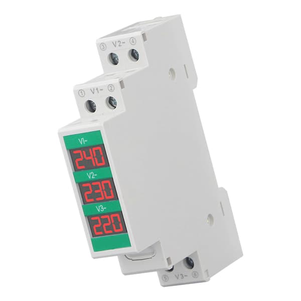 3-fas AC-voltmeter DIN-skenmontering LCD digital display spänningsmätare elektrisk effektmätare 60-450V
