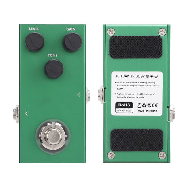 Gitarr Overdrive Effektpedal Mini Aluminiumlegering med Drive Level Tone Kontrollrattar för Elbas
