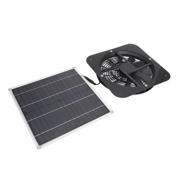 Solpanelventilatorsæt Soludstødningsventilator 100W Soldrevet panel med 10 tommer rund ventilator til drivhus, skur, hønsehus, sort