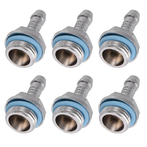 6 stk. PC vandkøling TwoTouch Fitting G1/4 gevind slangestuds til rør 7,5 mm