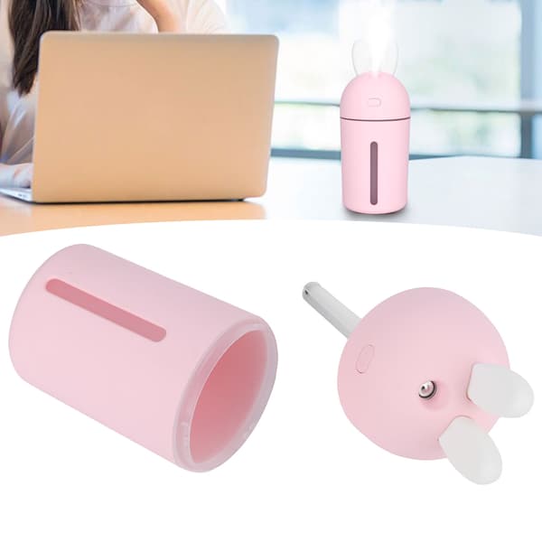 200 ml Mini luftfugter 3 timers timing stemningsnatlys skrivebordsluftfugter USB-drevet lyserød