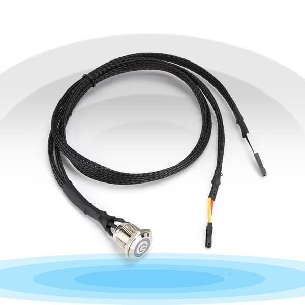Desktop Computer Vært Switch Kabel Metal Knap Metal LED Strømknap Rød