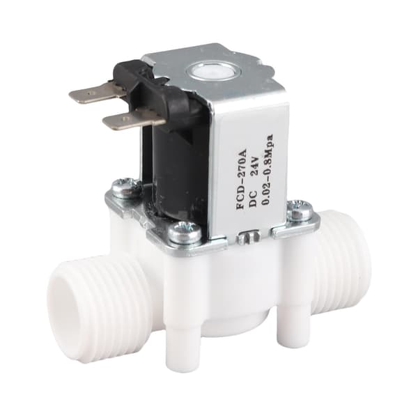 1/2\" NC elektrisk magnetventil, vatteninlopp i plast DC24V