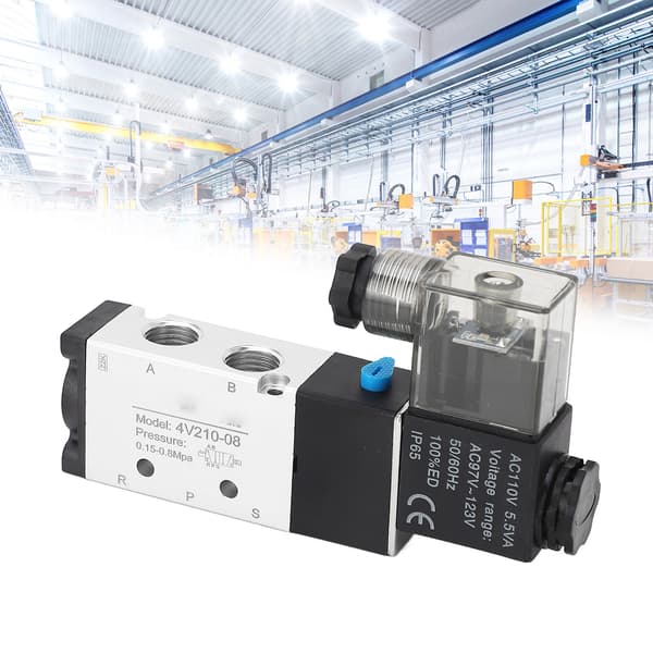 4V210-08 Elektrisk magnetventil 2 positioner 5-vägs cylinderkontroll backventil Pneumatisk luftventil AC110V