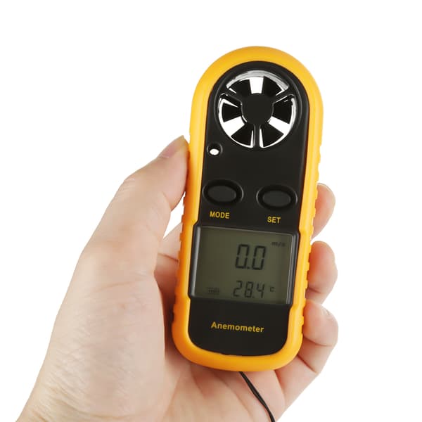 Bärbar Digital Anemometer Vindhastighetsmätare Luftflödeshastighet Temperaturmätare Termometer