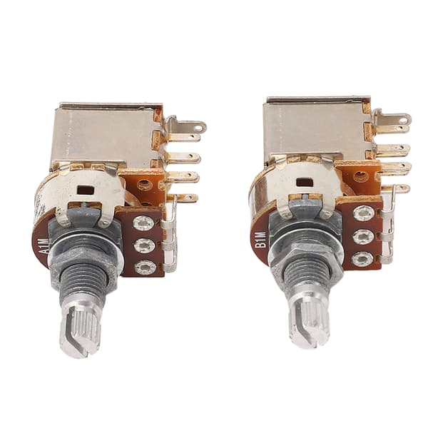 2 st gitarrpotentiometer A1M B1M kombination 18 mm räfflad axel elbaspotar för volym- och tonkontroll