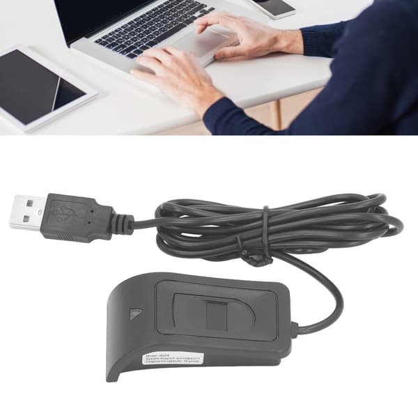 Fingeraftryksscanner USB Kapacitiv Biometrisk Læser til Windows 10, 5V DC, Sort