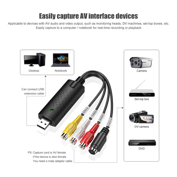 USB 2.0 Videoadapter med ljudinspelning USB 2.0 TV DVD Videoinspelningsadapter