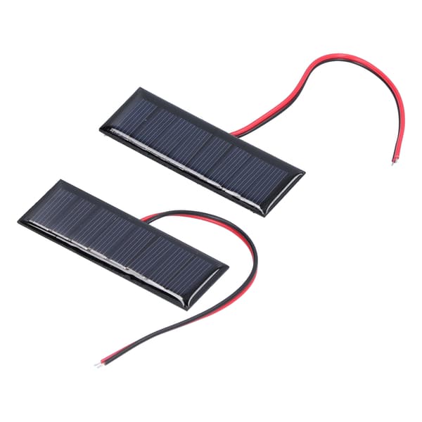 2-pak 0,2W 4V Polysilicium solpanel med kabel, 75x25mm solcelle til gør-det-selv videnskabsprojekter