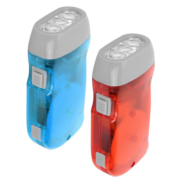 Udendørs Mini Manuel Håndsving Power LED Lommelygte Nødlygte Lampe (Rød Blå)