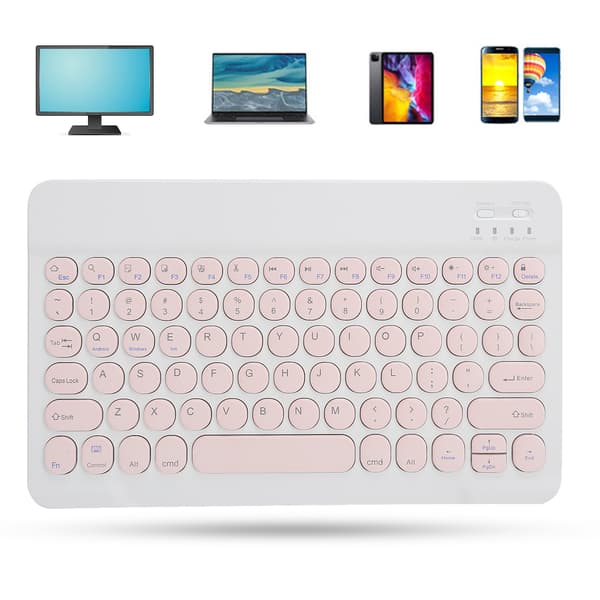 Trådløst Bluetooth-tastatur Tablet Smartphone Computertilbehør Rund Hætte 10inPink