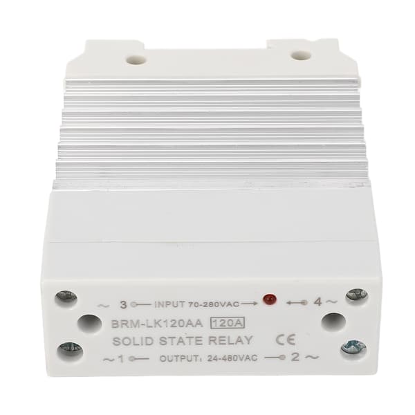 120A AC Solid State Relæ, Skinne Montering SSR m/ Køleplade, 70-280VAC Ind, 24-480VAC Ud