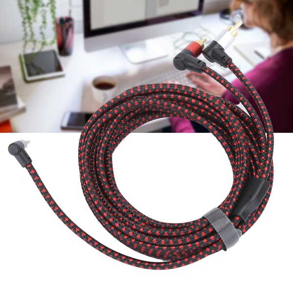 90° 3,5 mm hanstik til 2RCA han-lydkabel ABS stereomikrofonkabel til DVD-højttaler 5m