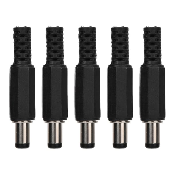 5 stk. 2,1 mm x 5,5 mm han DC-strømstik Jack koaksialstikadapter