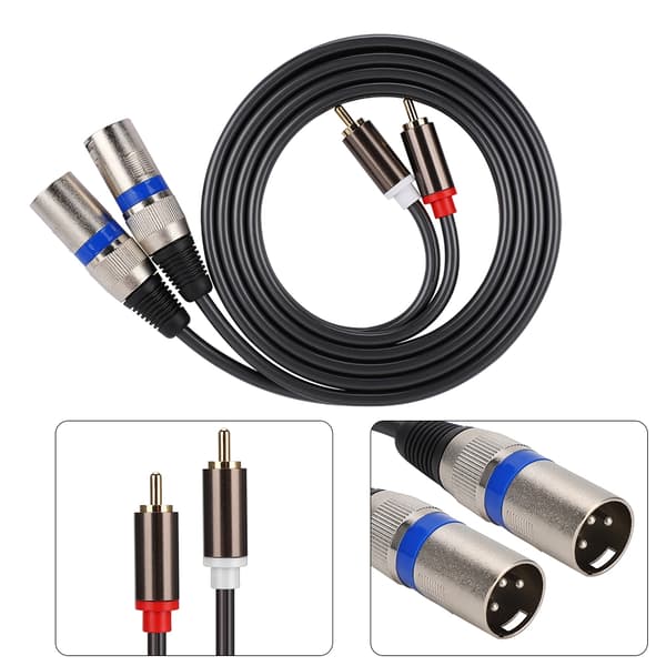 1,5M RCA han til XLR han lydadapterkabel patchkabel dobbelt række PVC-ledning
