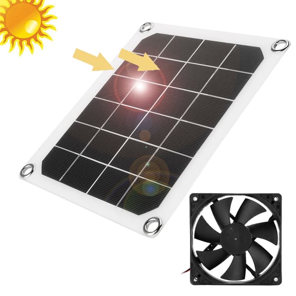 6V 10W Udendørs Solcellepanel Udsugningsventilator USB-opladning til Drivhus Hønsehus