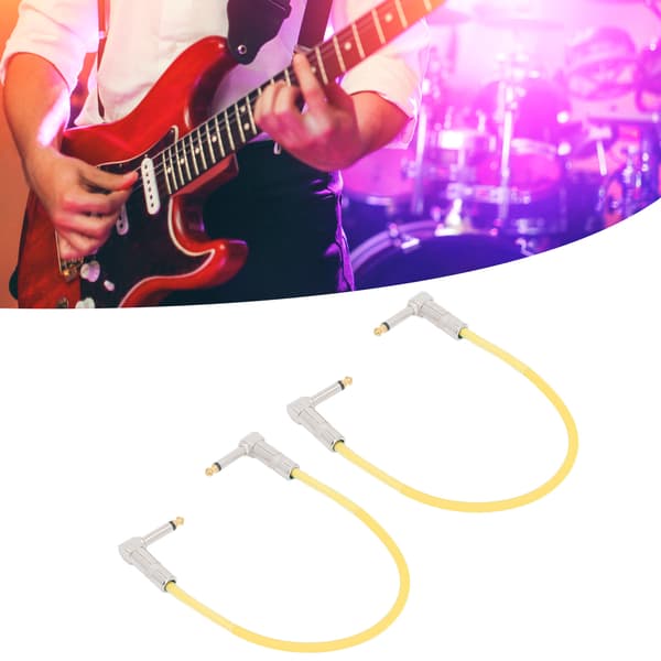 2ST 12 tums gitarrjumper 1/4 tums plugg gitarr effektpedalkabel ren koppar musikinstrumentkablar gul