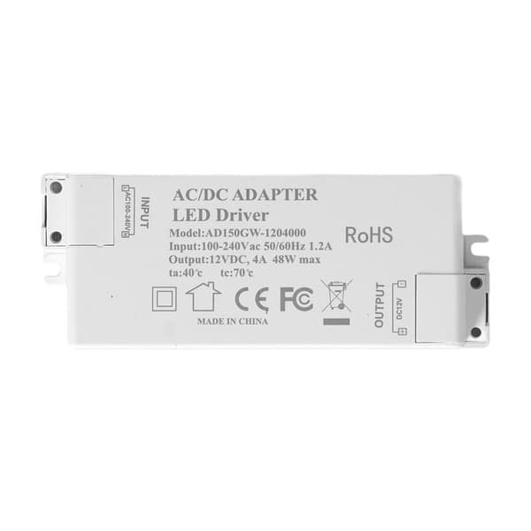 LED-strømforsyning DC12V 4A 48W LED-driver, AC100-240V til DC12V-transformer til indendørs stripelys