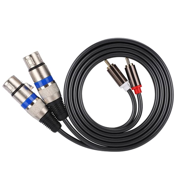 Dobbelt RCA han til dobbelt XLR hun lydadapterkabel patchkabel dobbelt række PVC-ledning