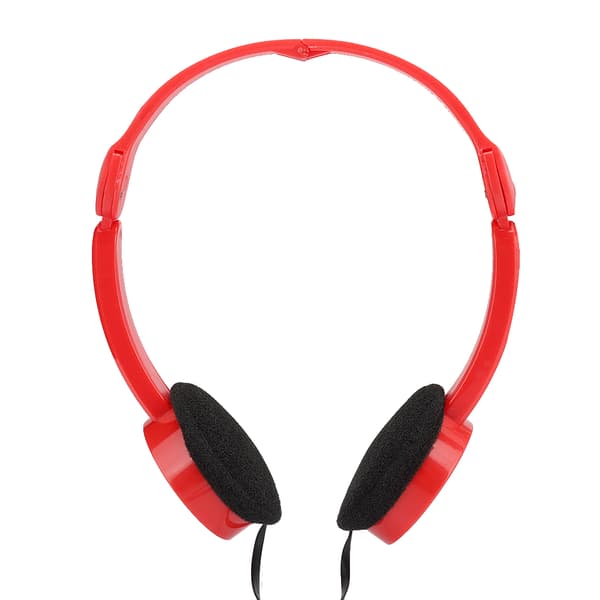 Vikbart trådbundet stereoheadset Barnhörlurar med mikrofon för smartphone surfplatta Röd