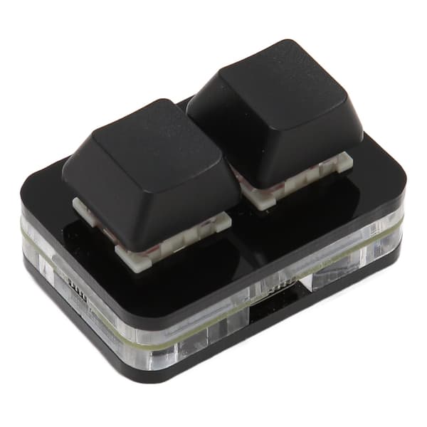 USB 2-tast Mini-tastatur Brugerdefineret RGB LED-baggrundsbelysning Makroprogrammeringstastatur til Windows til OS X til Linux Sort
