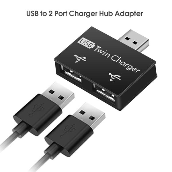 Mini USB Hub 2-port USB dobbelt oplader splitter adapter konverter til pc USB-flashdrev
