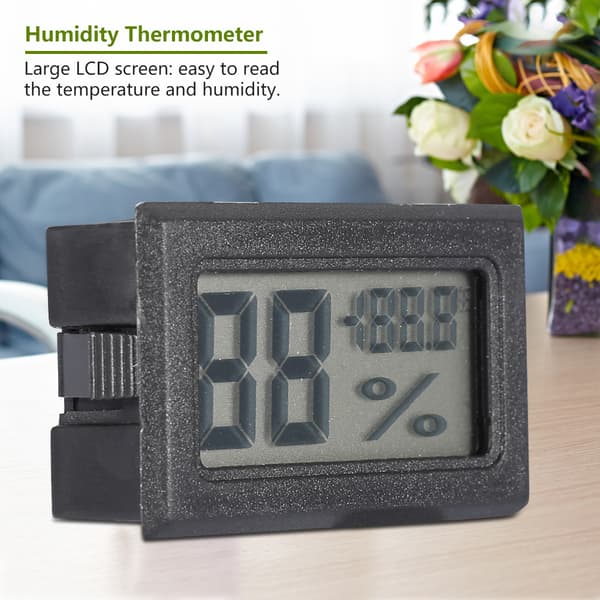 Digital LCD Hygrometer Indendørs Termometer Fugtighedsmåler til Hjem, Kontor, Drivhus (Sort)