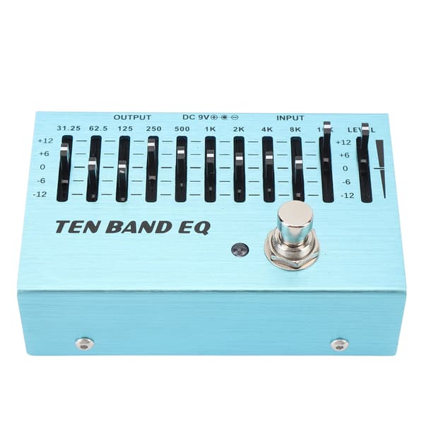 10-bånds EQ enkeltblok guitar bas mini equalizer effektpedal med ægte bypass aluminiumskrop båndcontroller DC9V