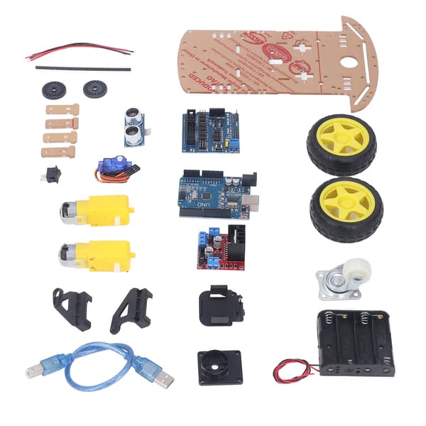 Smart Robot Bil Chassis Kit DIY Programmerbart Udviklingskort 2WD Ultralyd med Motor MCU