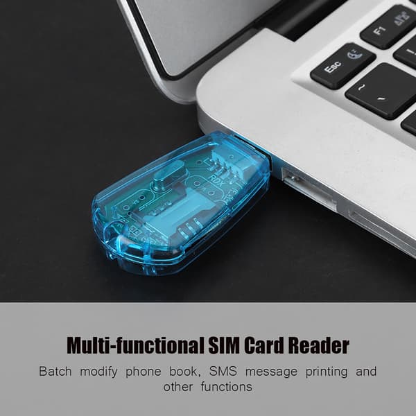 Mobiltelefon SIM-kortlæser USB-kopieringsbackup-læser med CD til QQ/ICQ/MSM/PC-computer