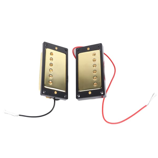 Elgitarr Pickup Metall Dubbelspole för LP Svart Ram Pickup Gitarrdelar Ersättning Guld