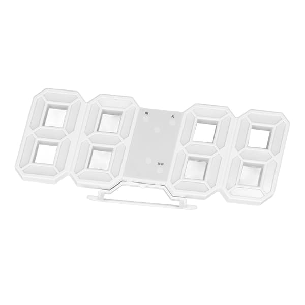 3D Digital LED Väggklocka Vit Ram Alarm Timer Temperaturdisplay för Vardagsrum Sovrum Heminredning