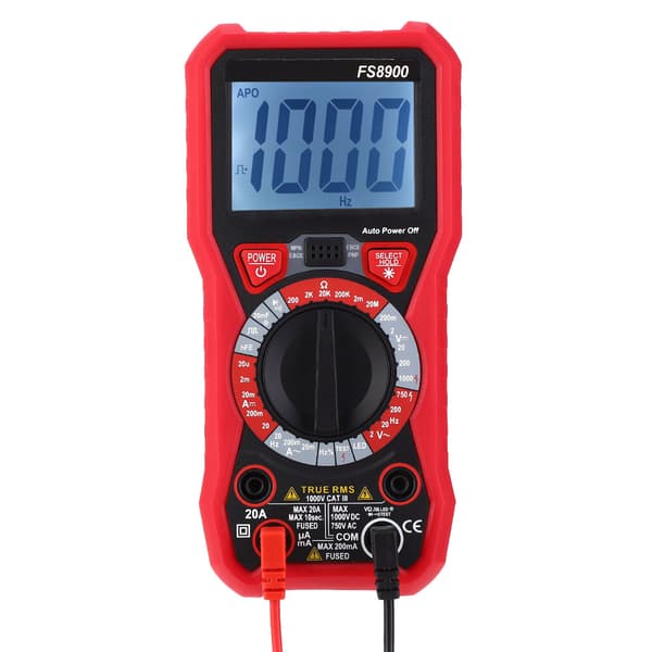 FS8900 Digitalt Multimeter LED Baggrundsbelyst Håndholdt Volt Ohm Amp Tester AC DC Strømmåler