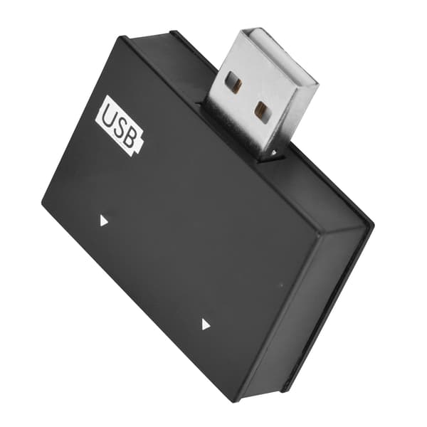 Hub USB2.0 Han til 2-ports USB Dobbelt Oplader Splitter Adapter Konverter Koncentrator (Sort)